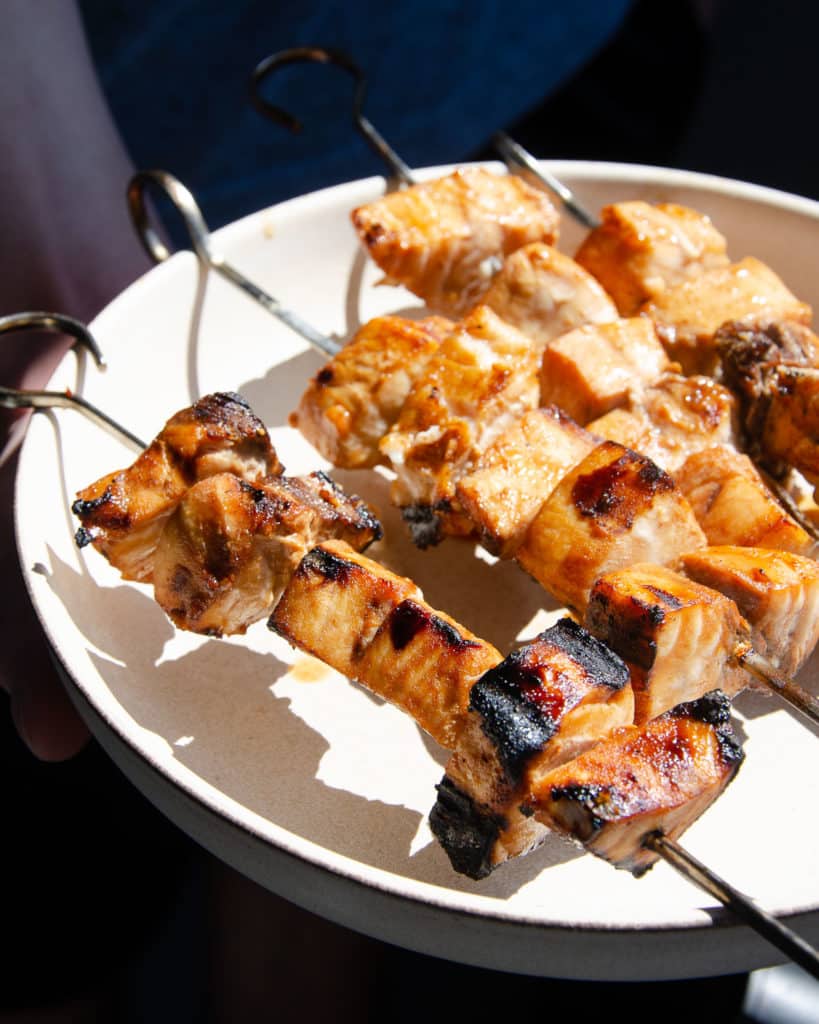 swordfish on the grill on skewers