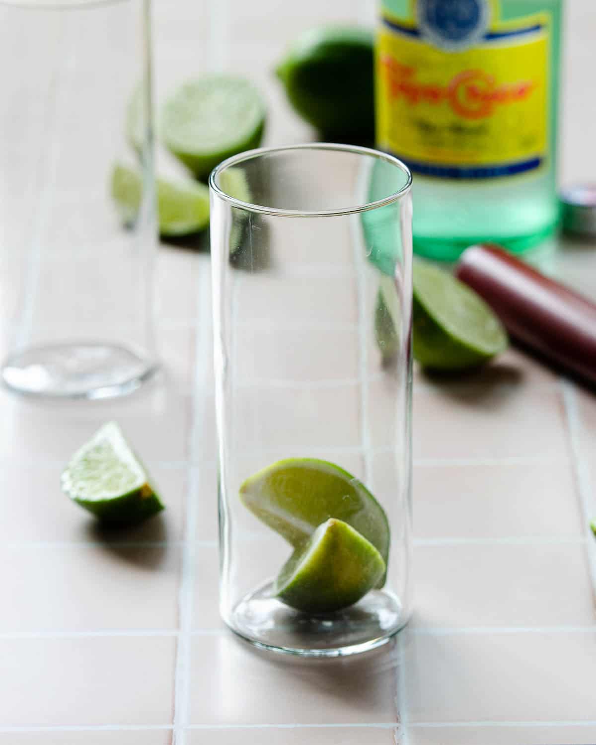 Limes in a glass. 