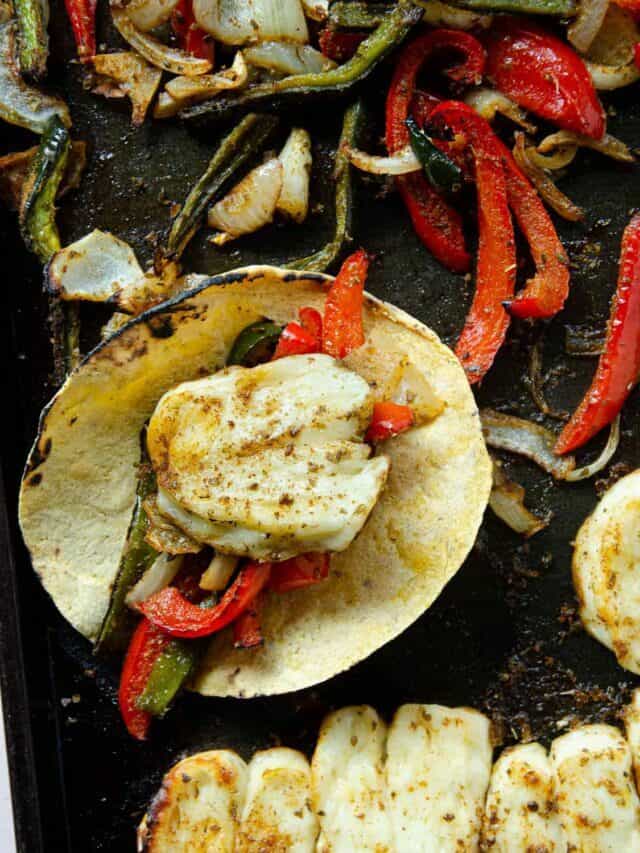 Sheet Pan Halloumi Fajitas