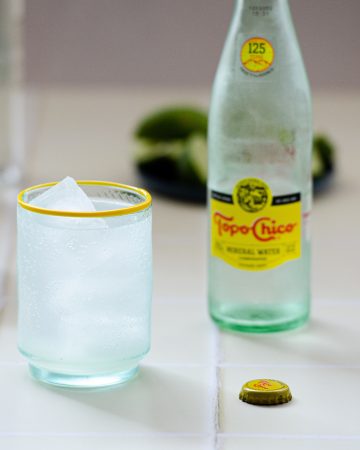 Ranch Water cocktail with a topo chico in the back