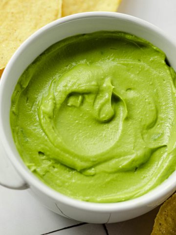 close up of the avocado lime sauce