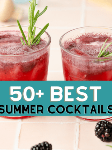 An image of two pink margaritas with text in front reading: 50 best summer cocktails