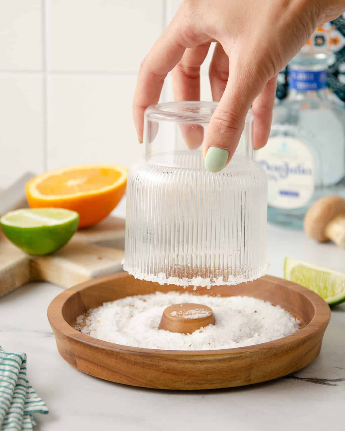 Pulling a glass straight out of margarita salt.