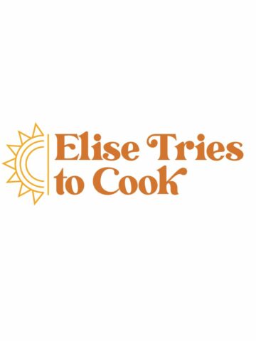 A large rectangle orange logo of Elise Tries to Cook featured on a white background.