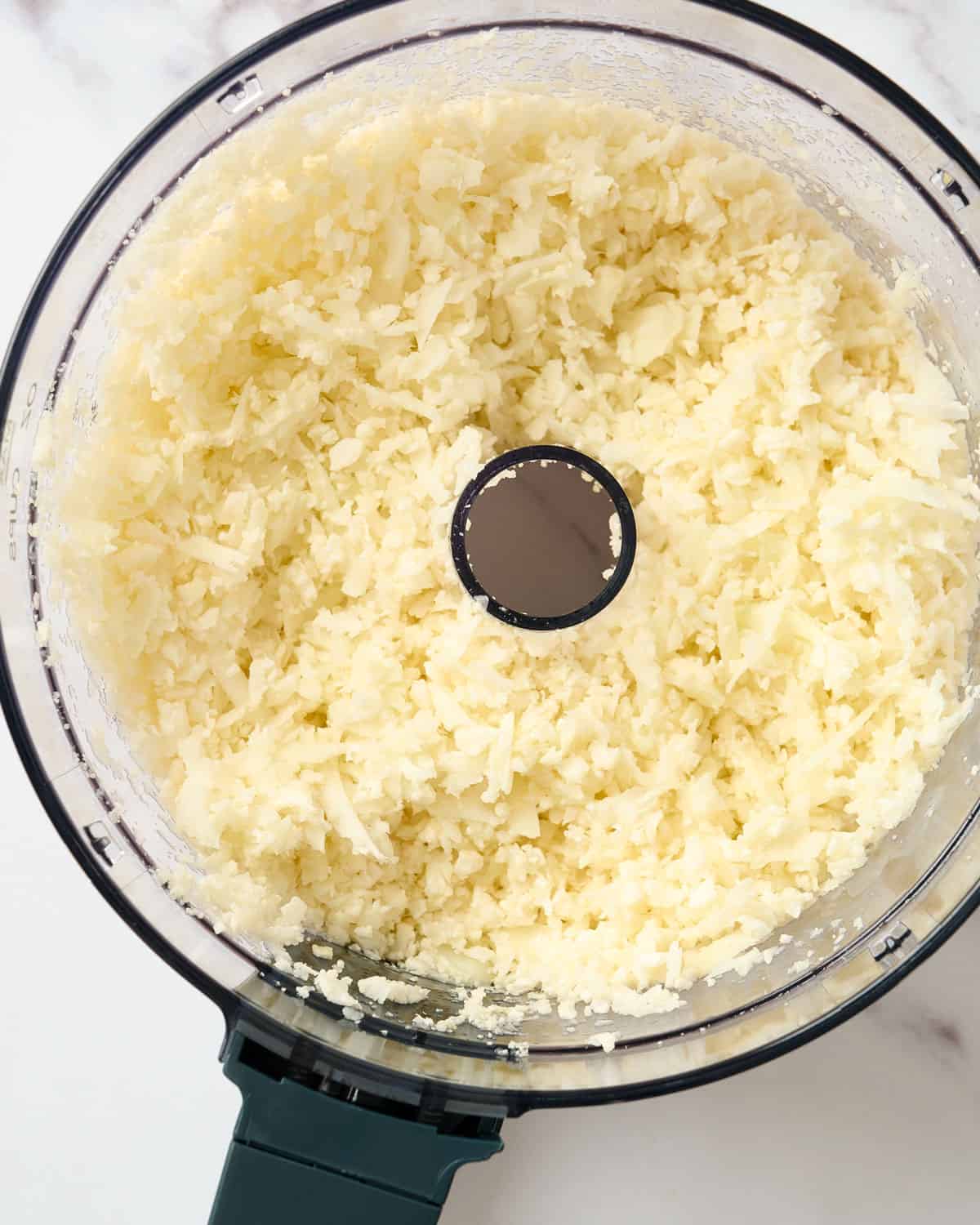 cauliflower rice in the fodd processor