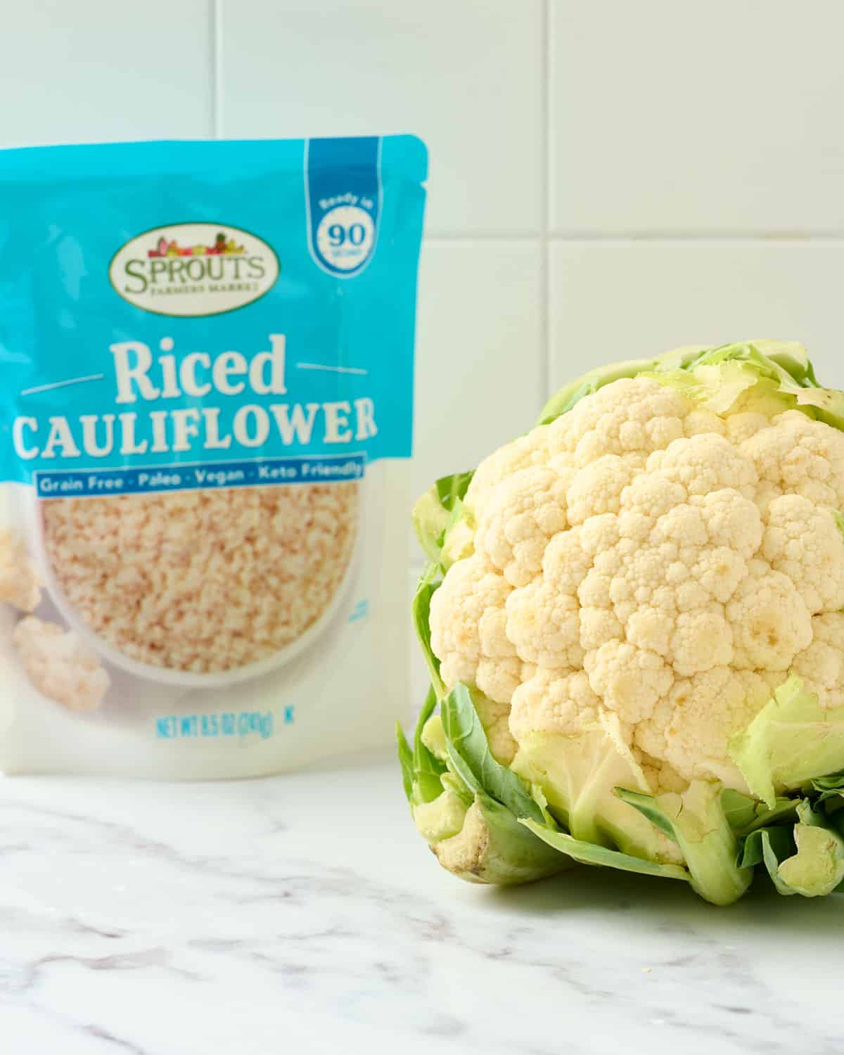 store bought riced cauliflower versus cauliflower head